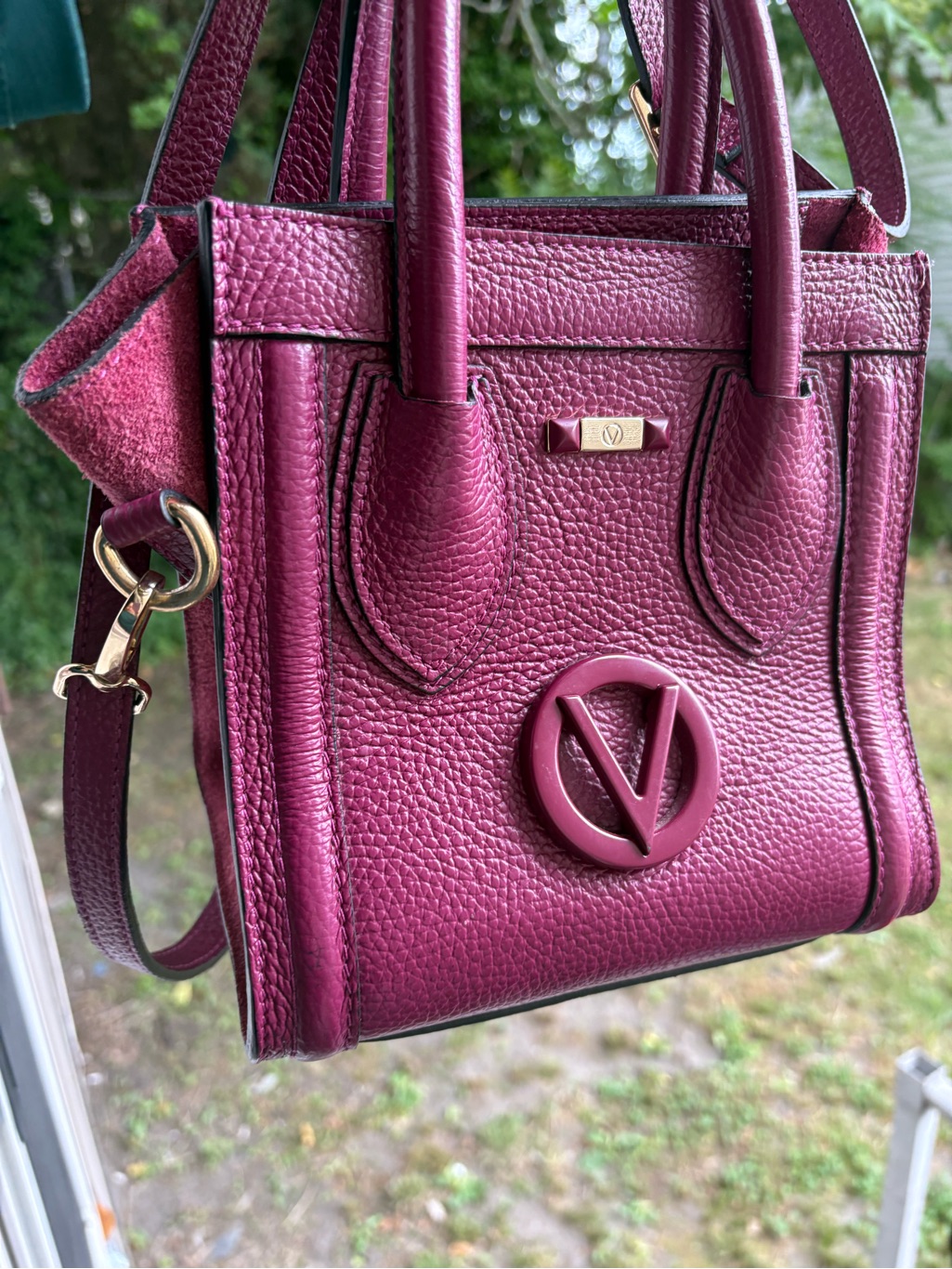 Valentino Purple Leather Top-Handle Womens Bag With Detachable Strap